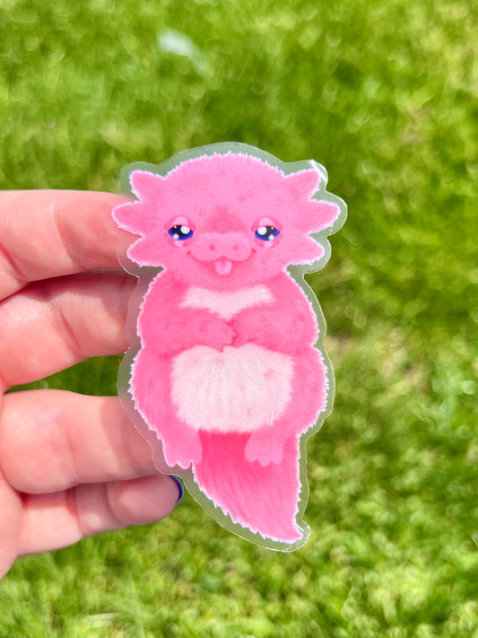 Fuzzy Axolotl Clear Sticker