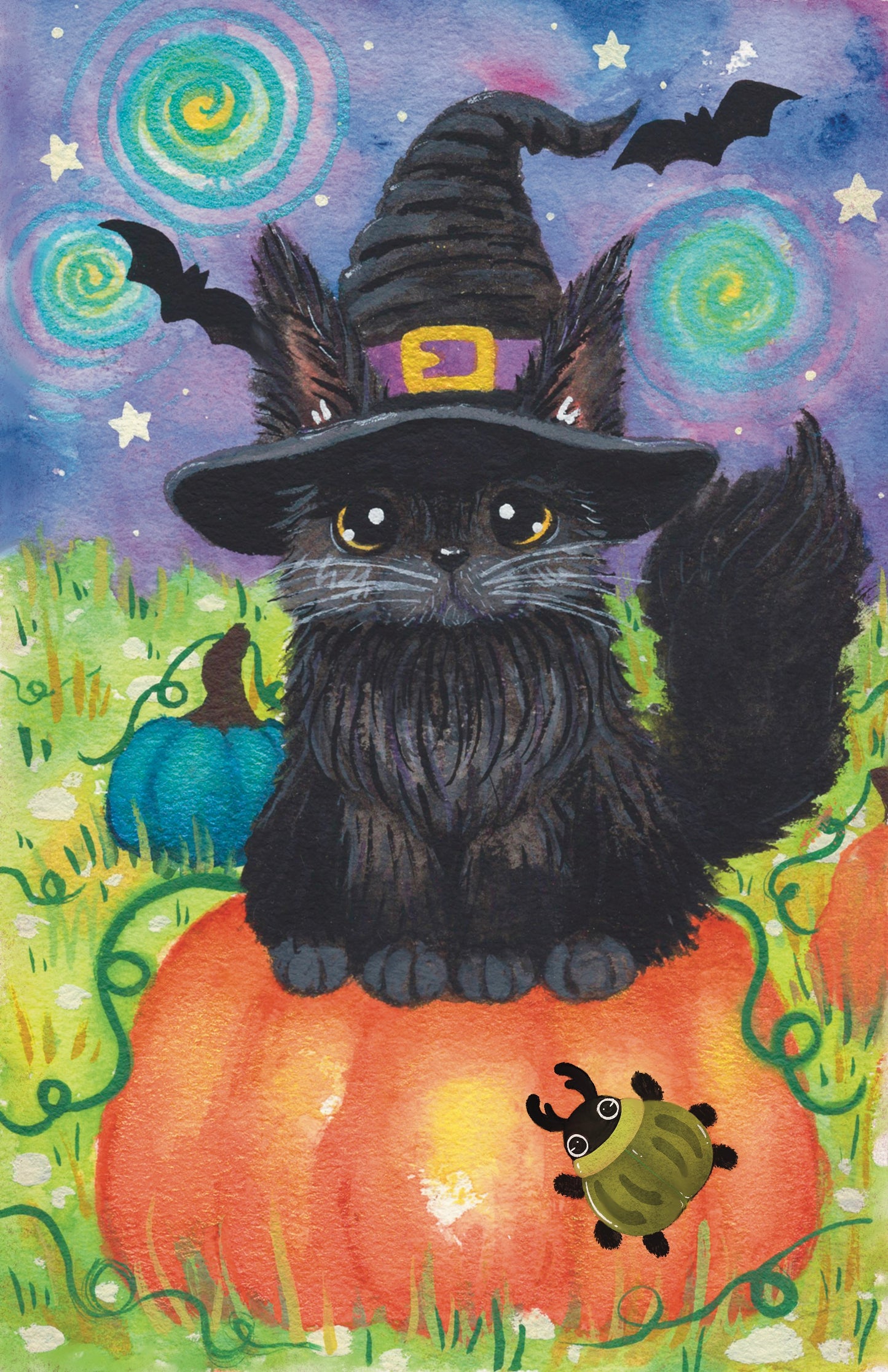 Witchy Kitty Cotton Print