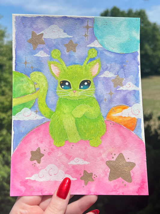 Alien Kitty Painting
