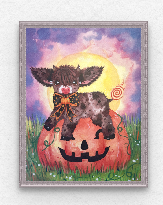 Halloween Moo Cotton Print