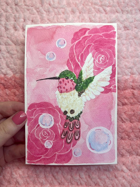 Small Hummingbirds and Bubbles Painting