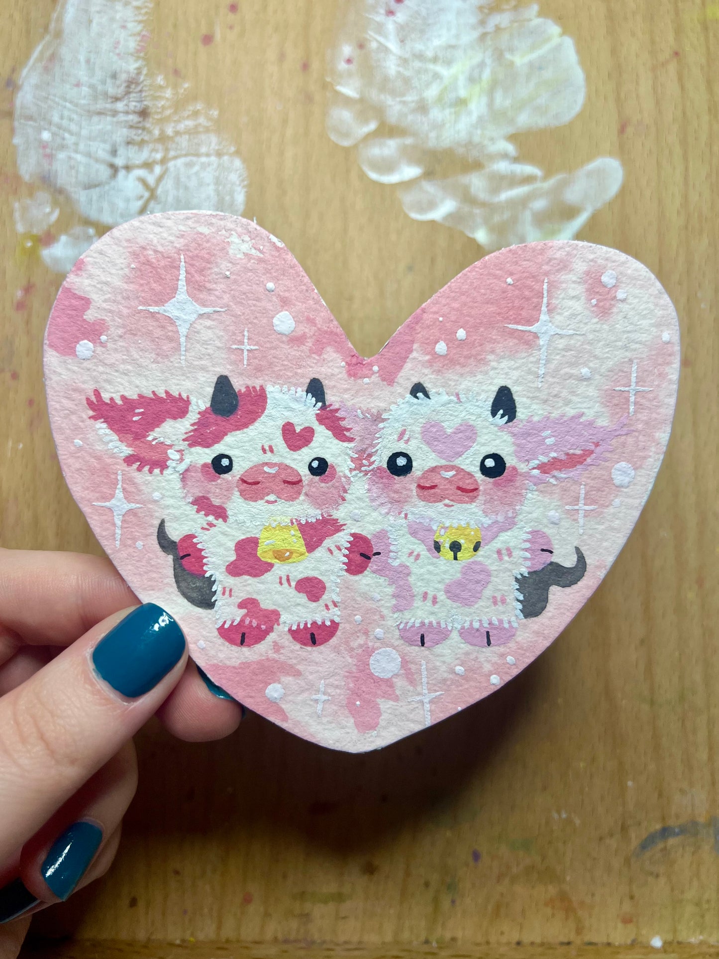 Cutie Mini Moos Heart Cutout Painting