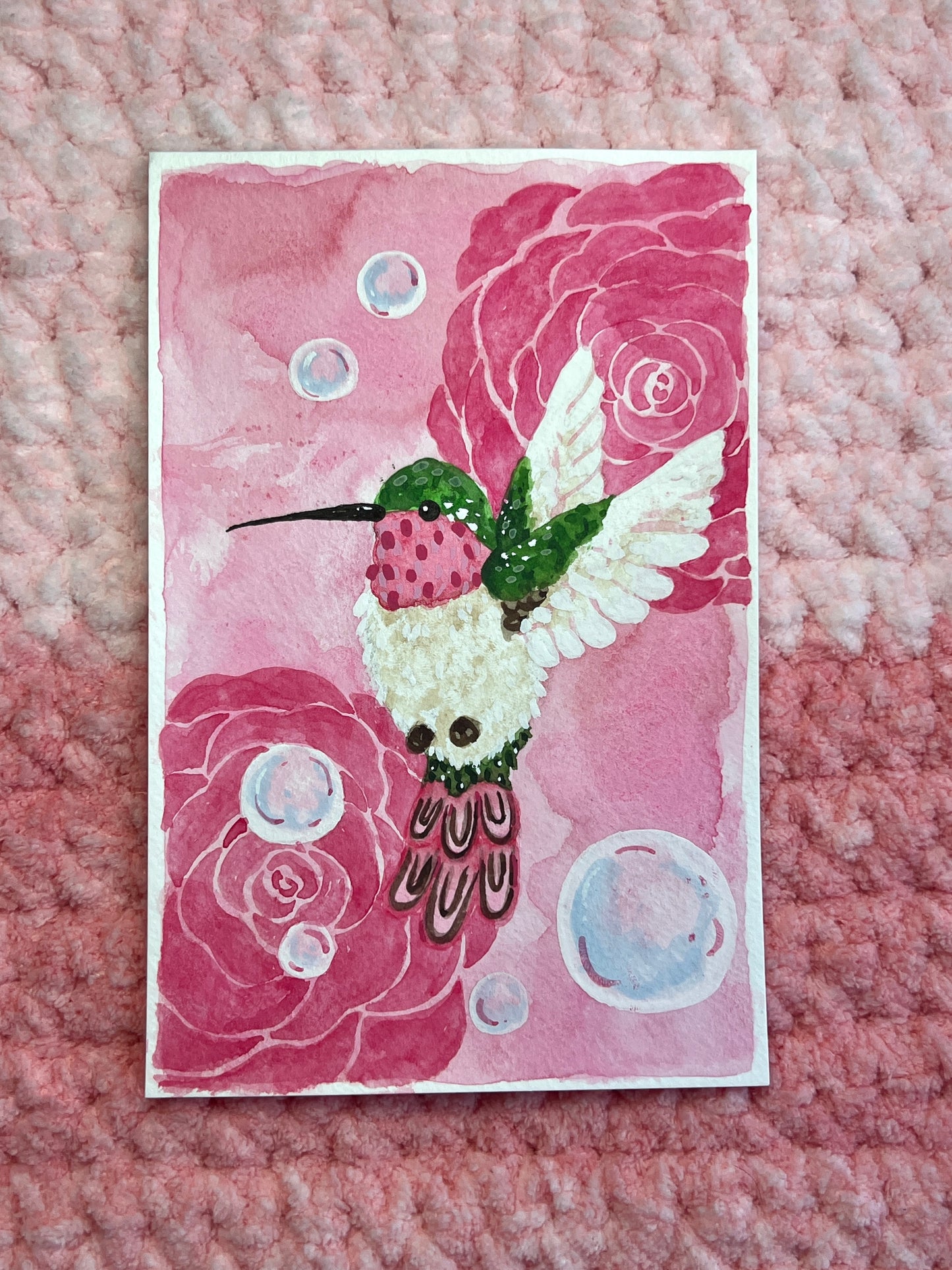Small Hummingbirds and Bubbles Painting