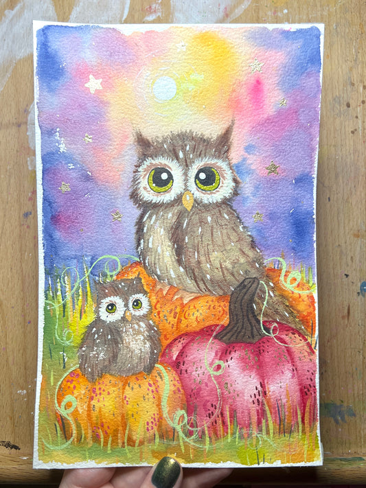 Halloween Owls Painting