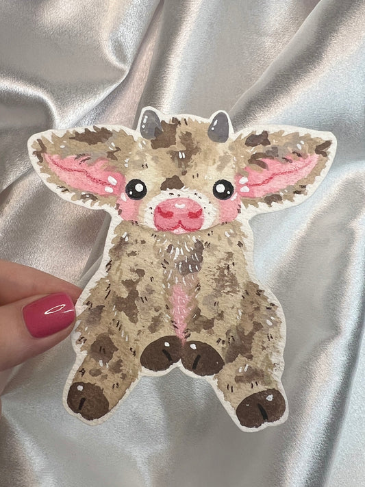 Fluffy Brown Cow Painting Cutout
