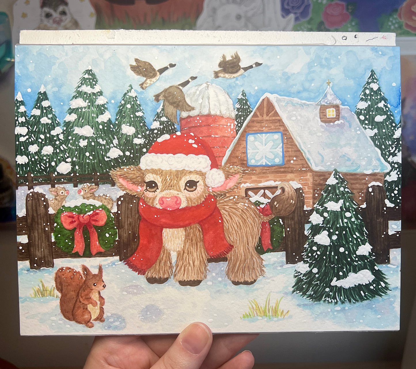 Winter Moo Painting