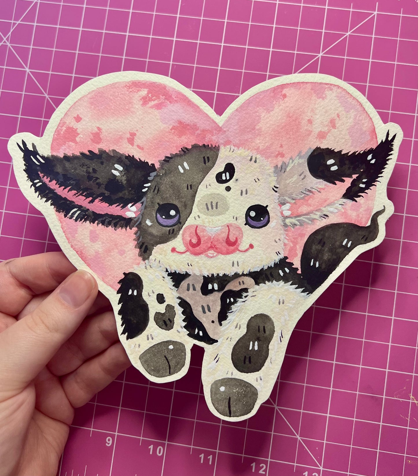 Pretty Cow in a Heart Cutout Painting