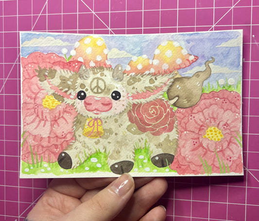Baby Rose Moo Painting