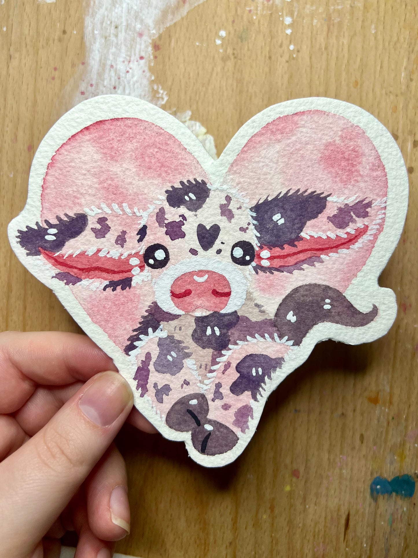 Cutie Moo Heart Cutout Painting