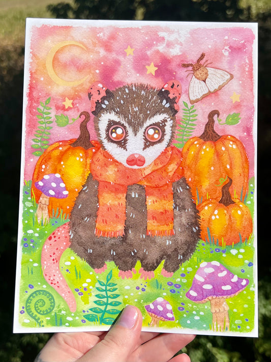 Cozy Fall Possum Print