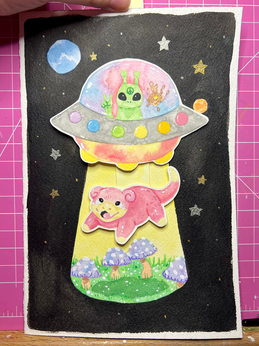 Slowpoke Abduction Moveable Handpainted Card