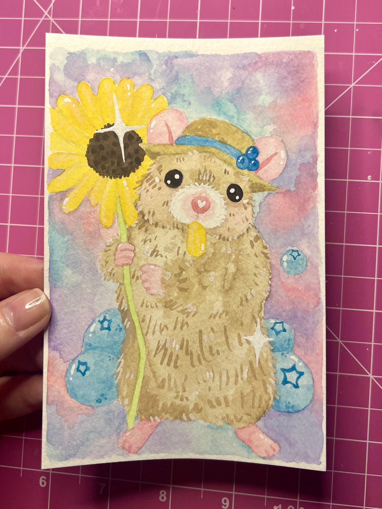 Hamster monchin on a Petal Painting