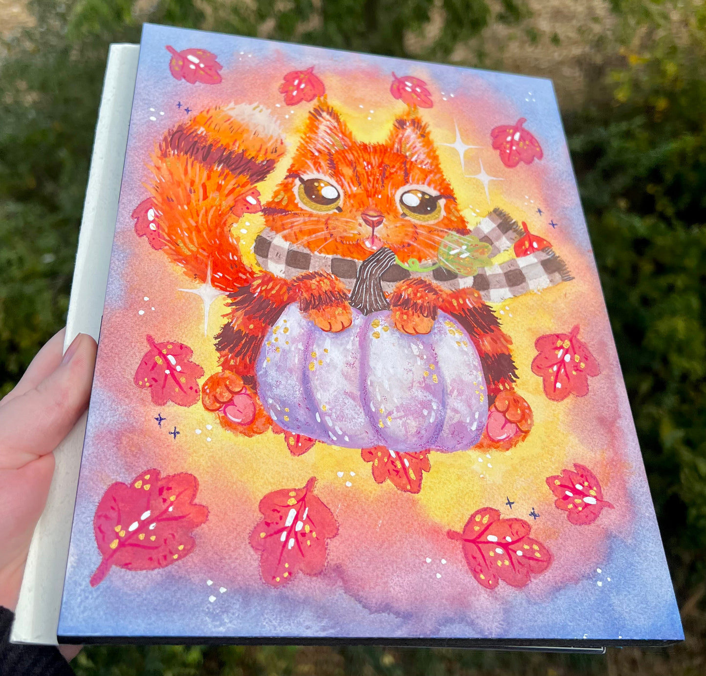 Orange Kitty and Pumpkin Painting