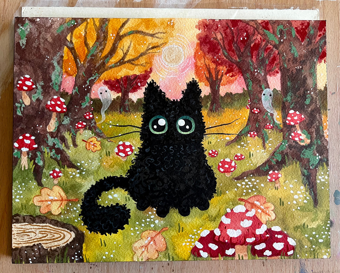 Scraggly Black Cat Painting
