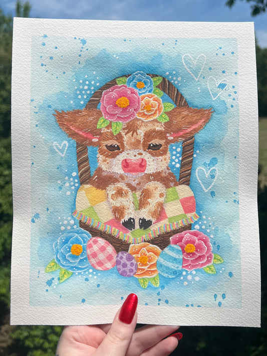Moo in a Basket Painting