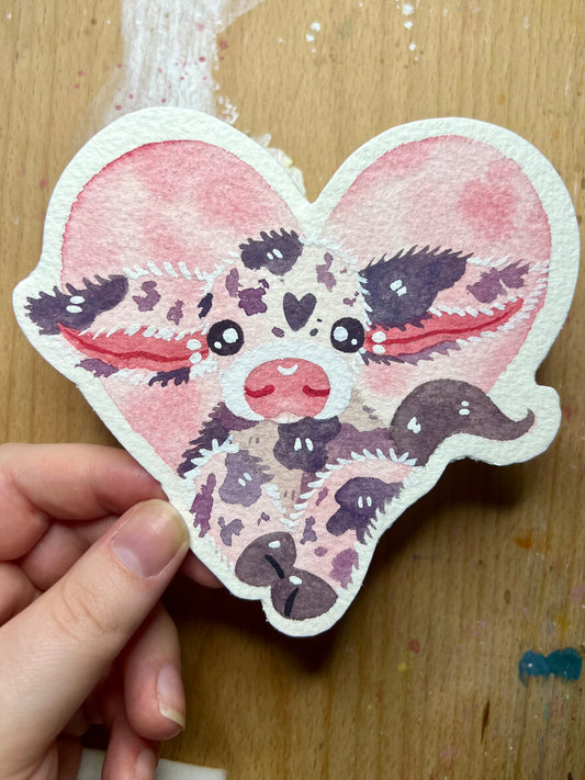 Cutie Moo Heart Cutout Painting