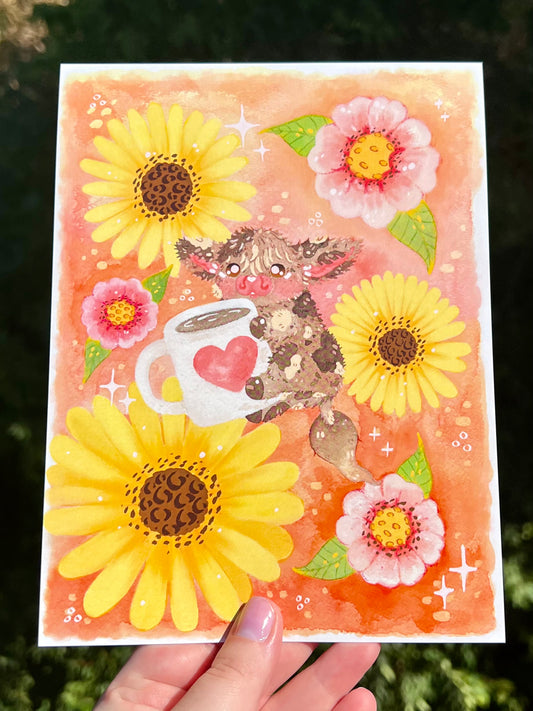Pretty Cow and Florals Print