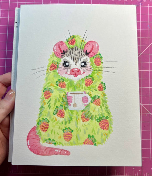 Cozy Possum and Tea Painting