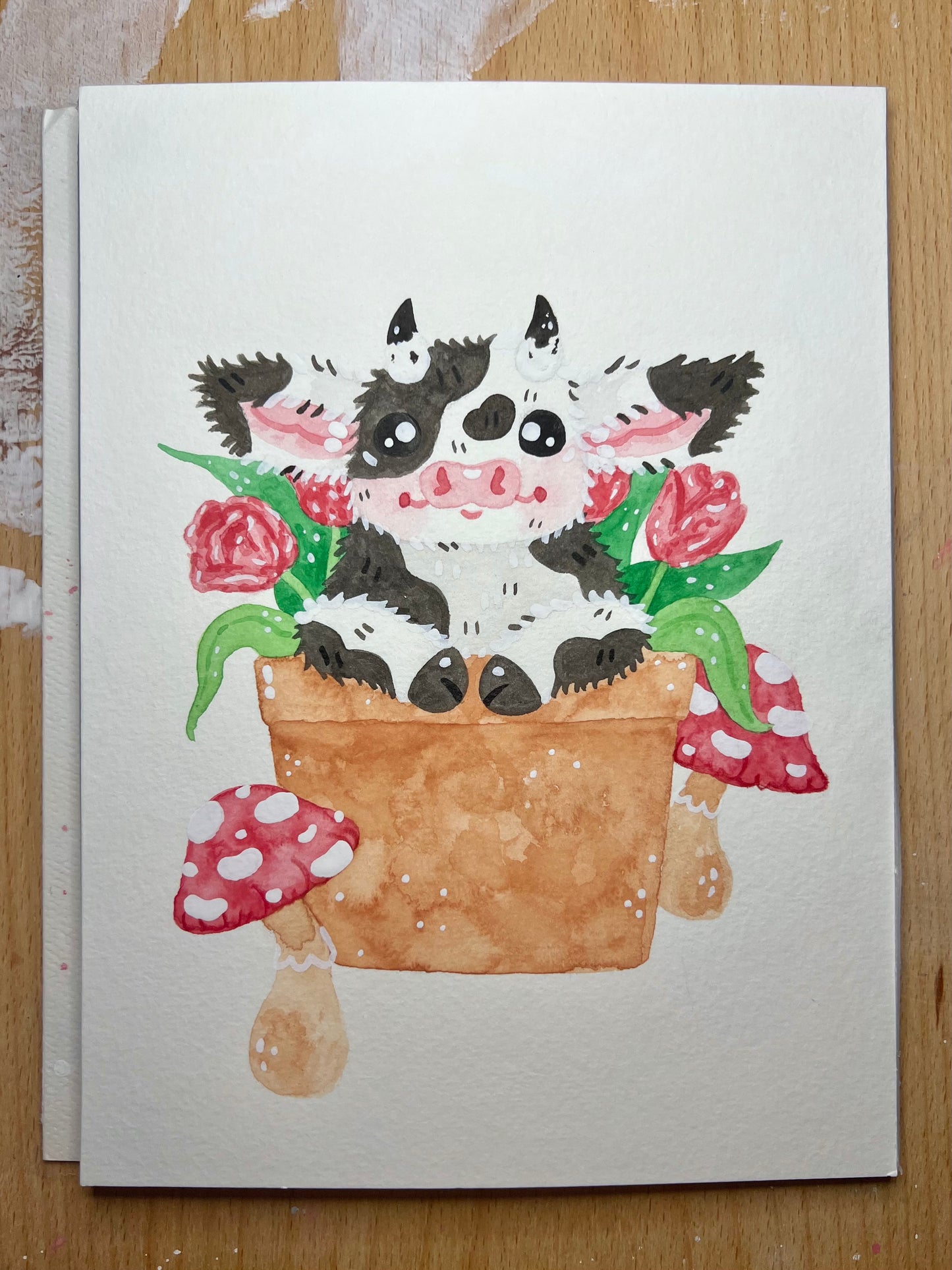 Cow in a Planter Painting