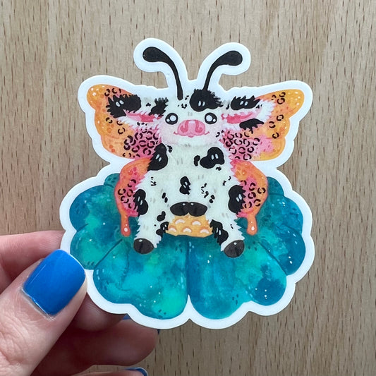 Butterfly Cow Sticker
