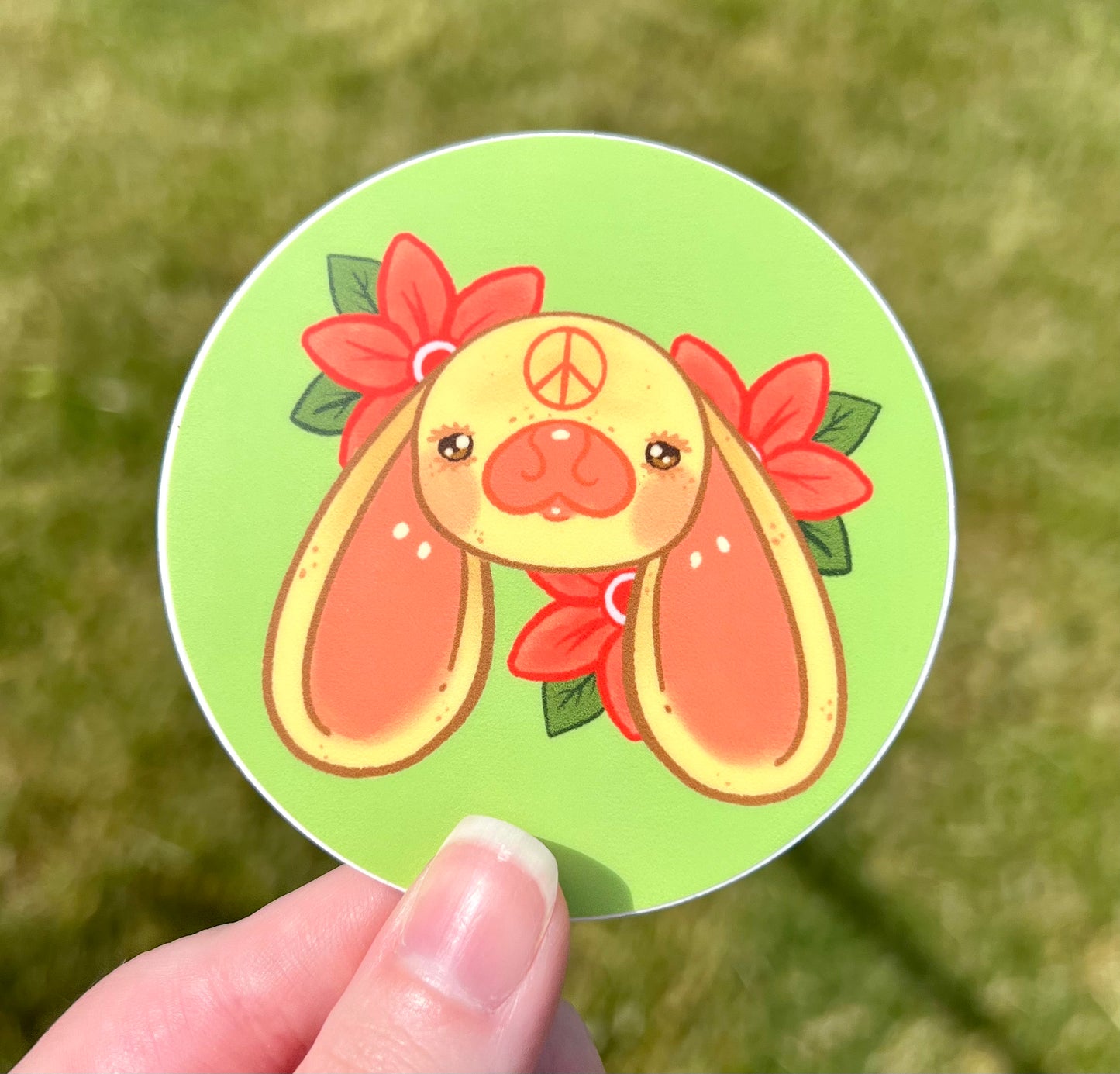 Floral Peace Cow Sticker
