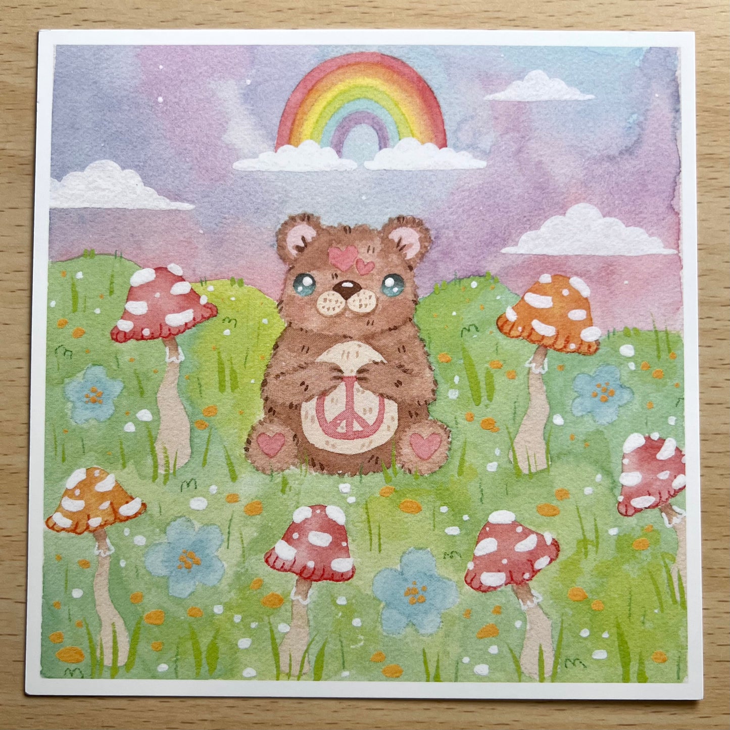 Happy Peace Bear Print