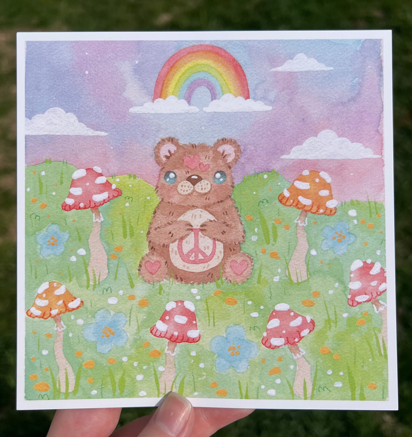 Happy Peace Bear Print