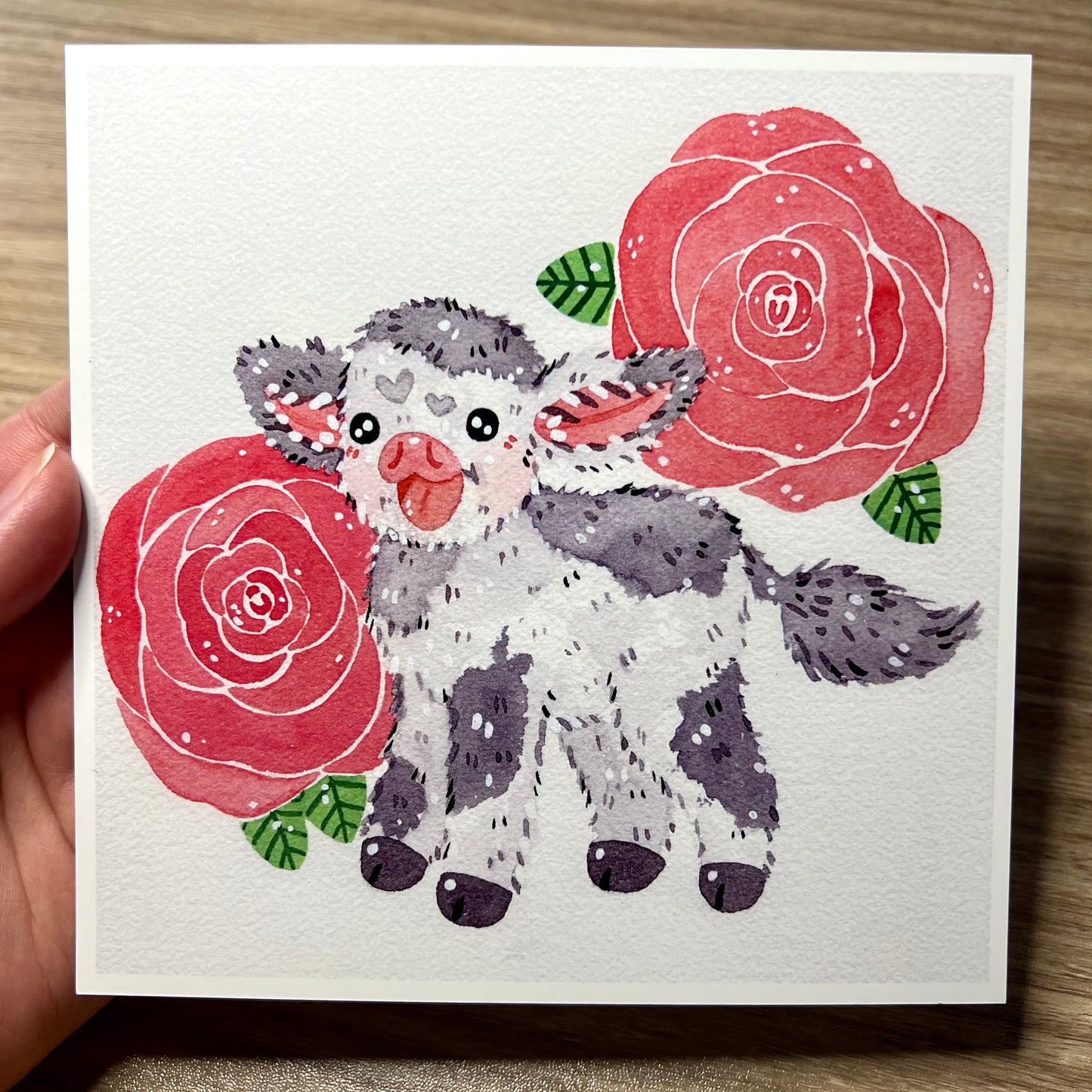 Sweetest Cow and Peonies Print
