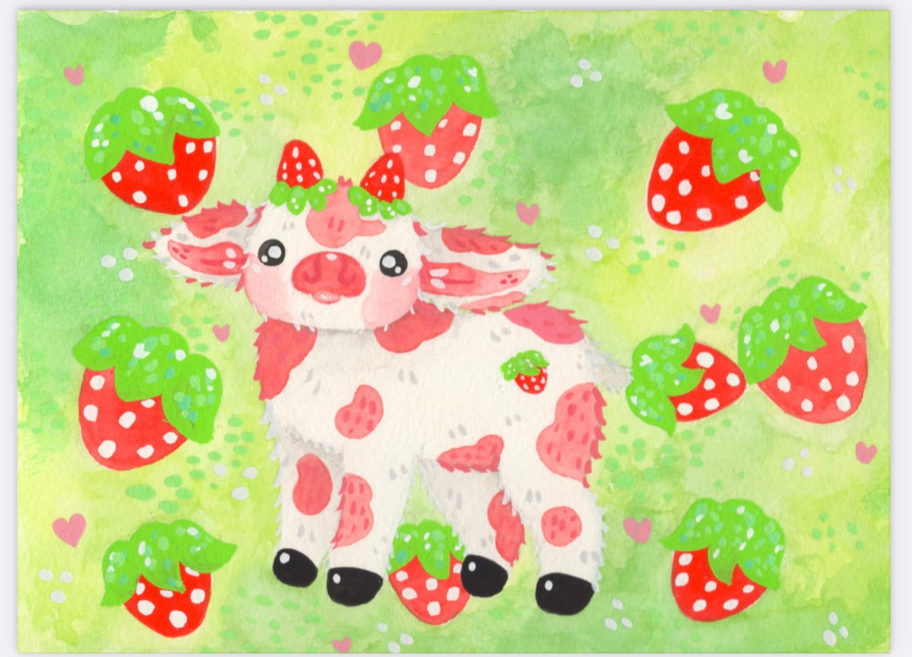 Strawberry Cow Cute Cow Pink Cow Pet Digital Art by Levi Trinity - Fine Art  America