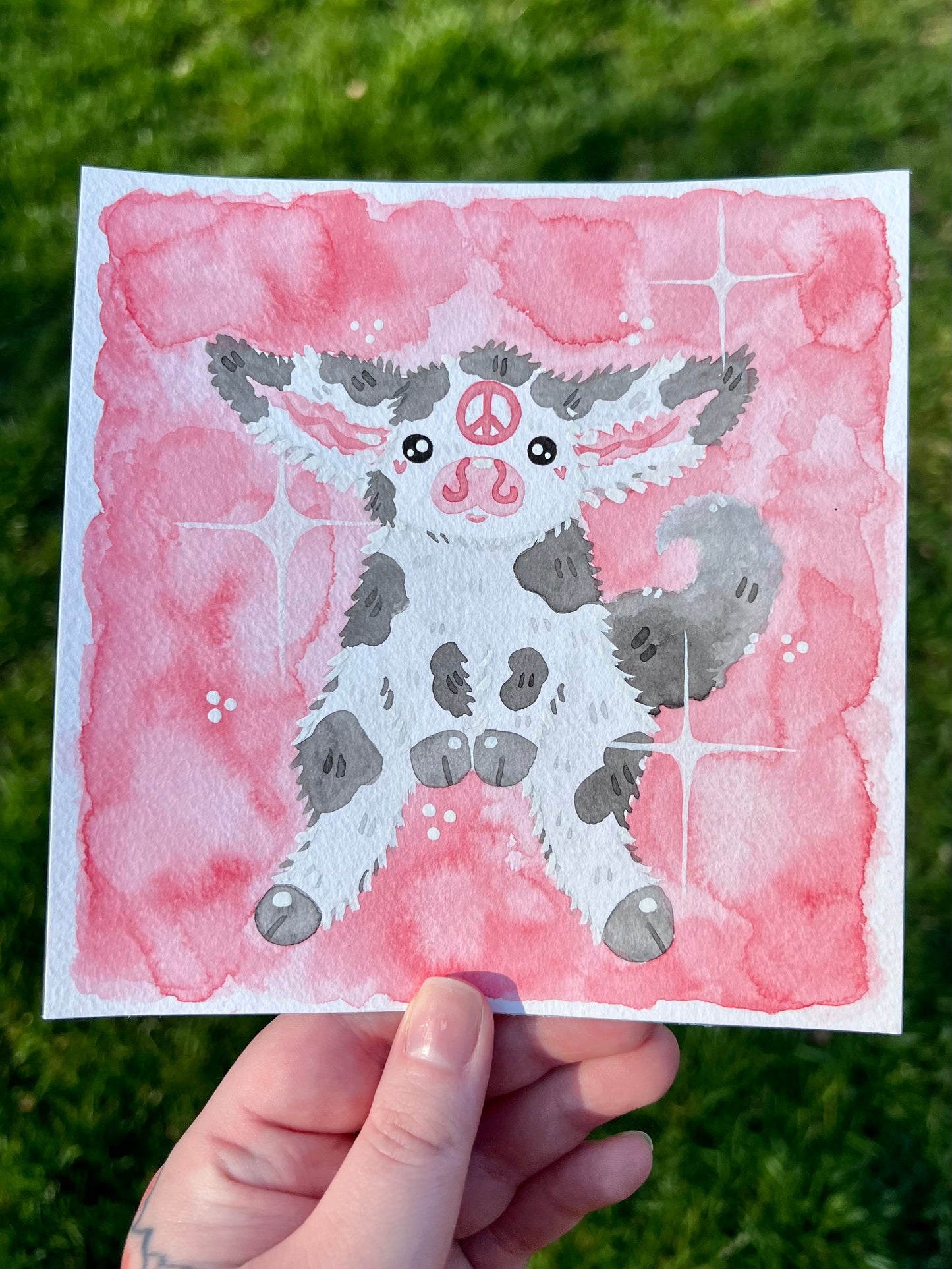 Pinky Peace Cow Painting